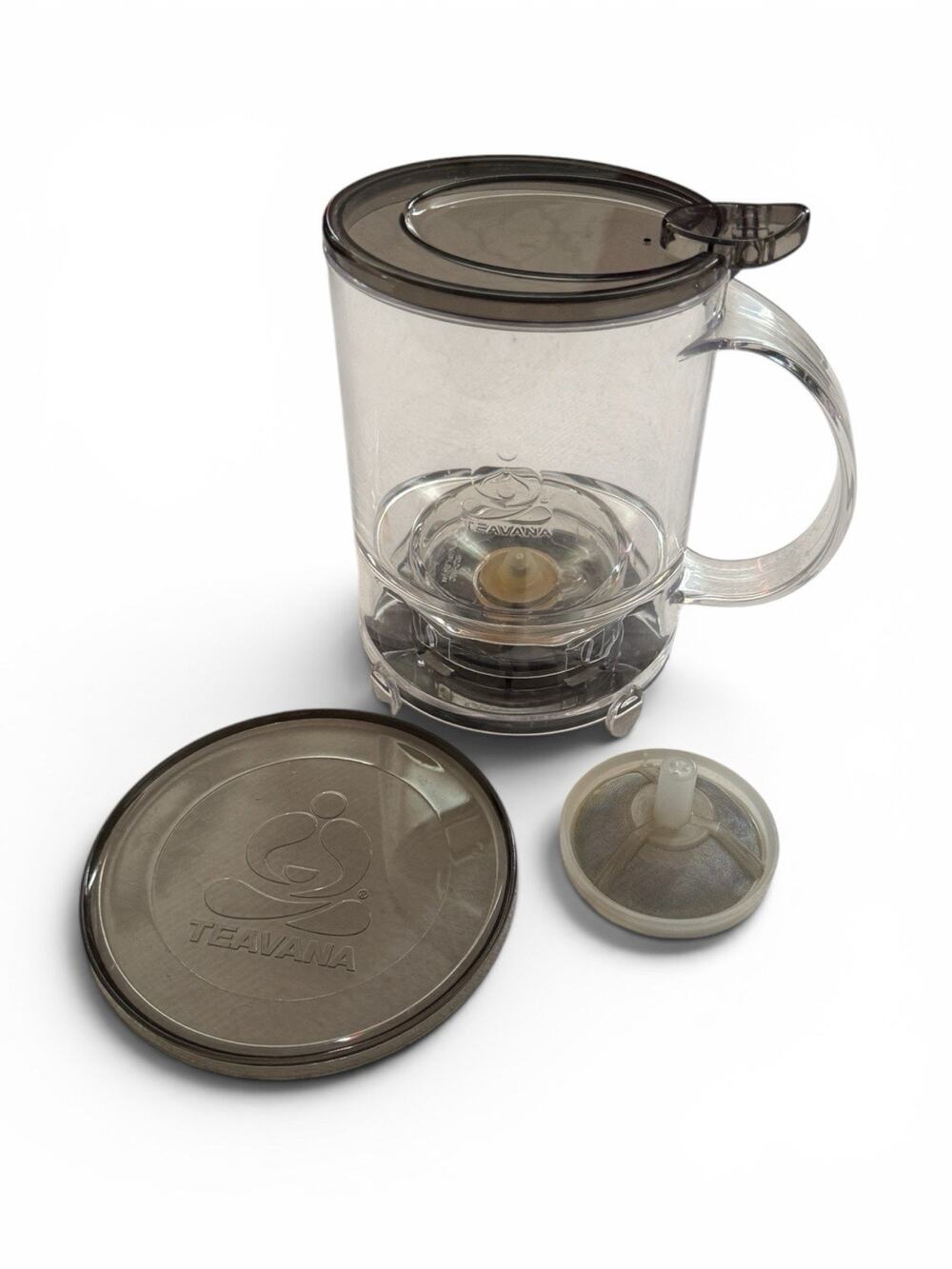Teavana PerfecTea Maker 16 oz Oval Tea Infuser with Lid Clear Gray Lid